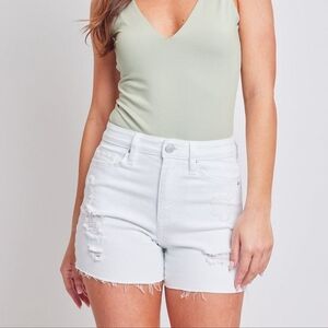 YMI white shorts, distressed, NWT, 13/31